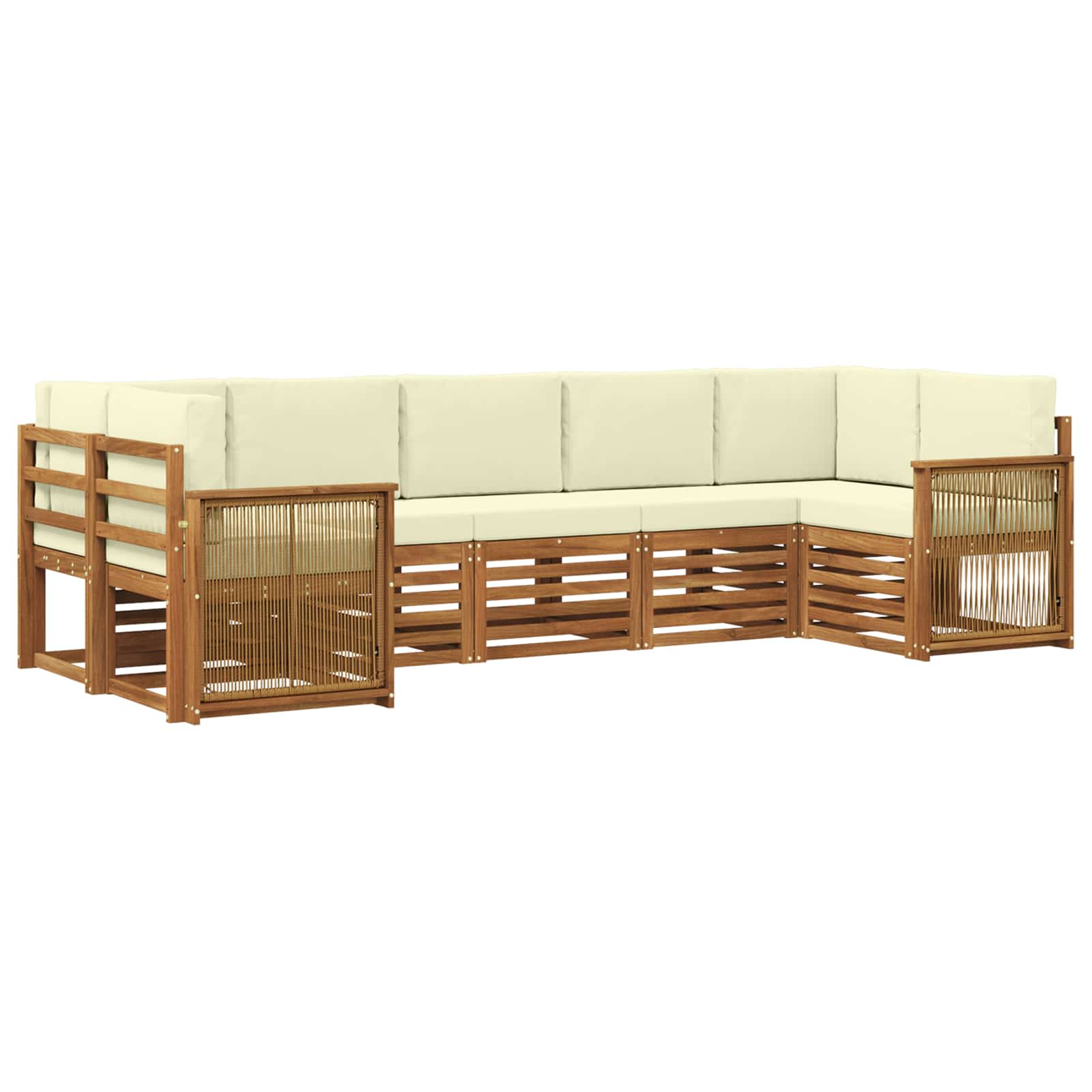 Ensemble de canapé d'angle avec coussin 6 pcs Naturel et Crème - XIOS