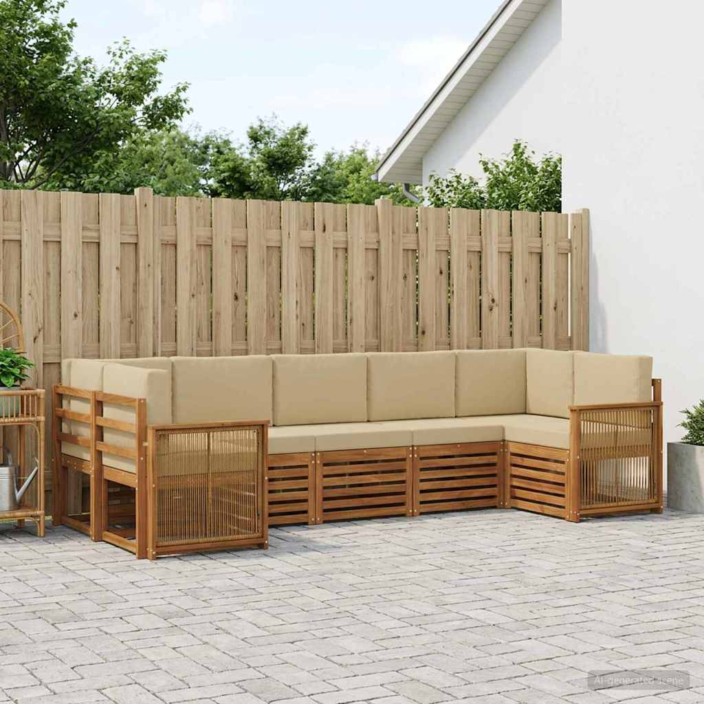 Ensemble de canapé d'angle avec coussin 6 pcs Naturel - XIOS