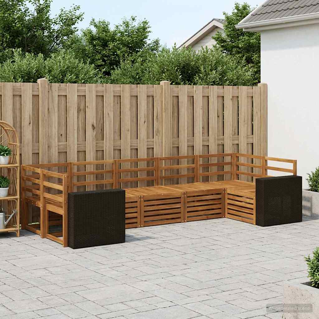 Ensemble de canapé d'angle 7 pcs Naturel Bois d'Acacia Massif - XIOS