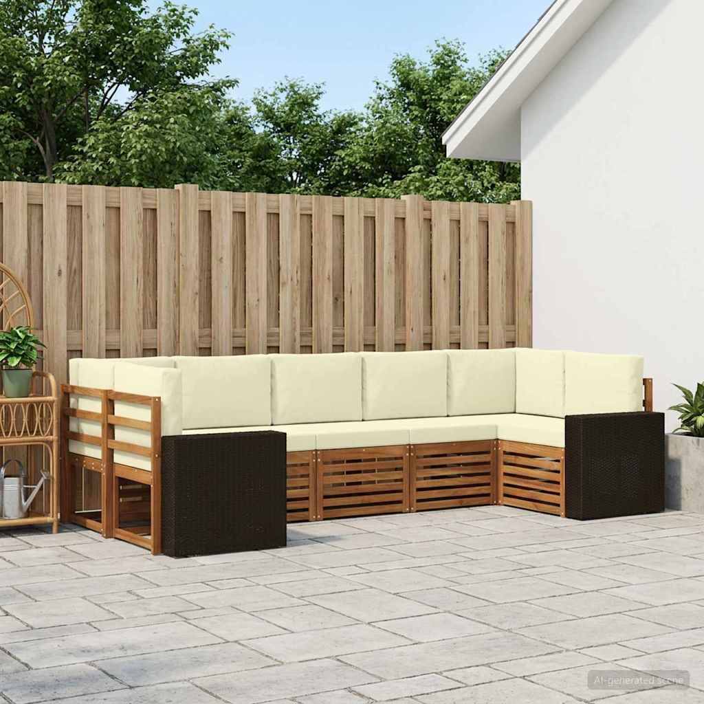 Ensemble de canapé d'angle 7 pcs Naturel et Crème Polyester - XIOS