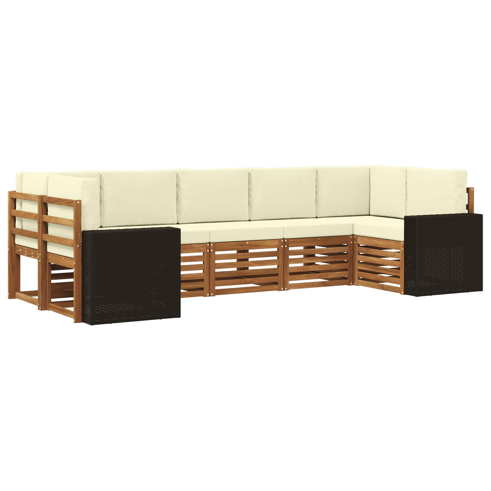 Ensemble de canapé d'angle 7 pcs Naturel et Crème Polyester - XIOS