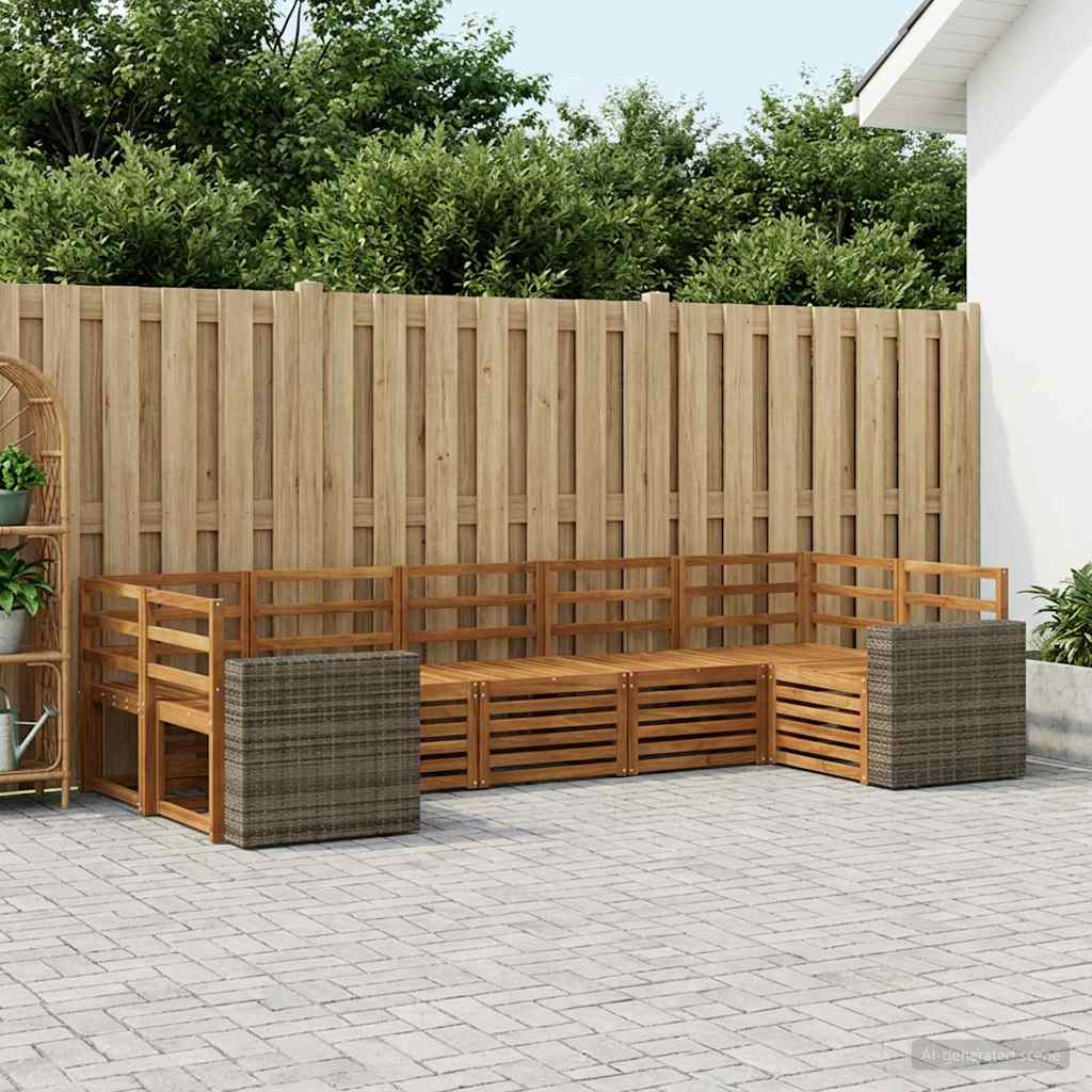Ensemble de canapé d'angle 7 pcs Naturel Bois d'Acacia Massif - XIOS