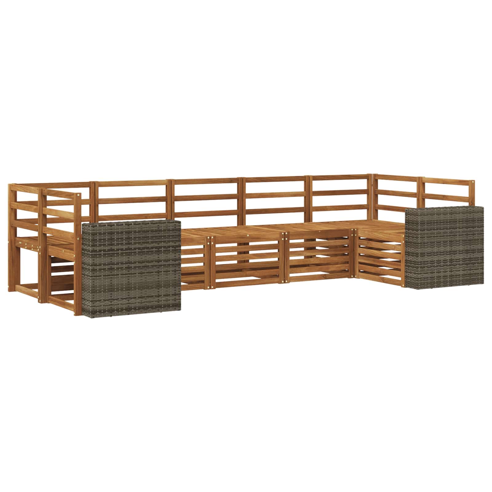 Ensemble de canapé d'angle 7 pcs Naturel Bois d'Acacia Massif - XIOS