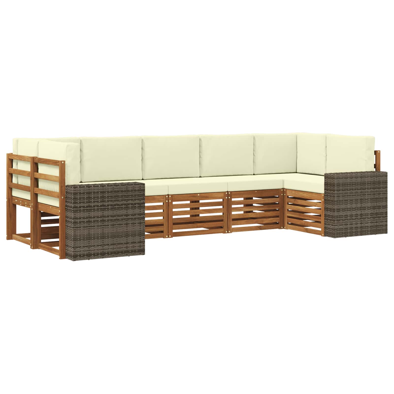 Ensemble de canapé d'angle 7 pcs Naturel et Crème Polyester - XIOS