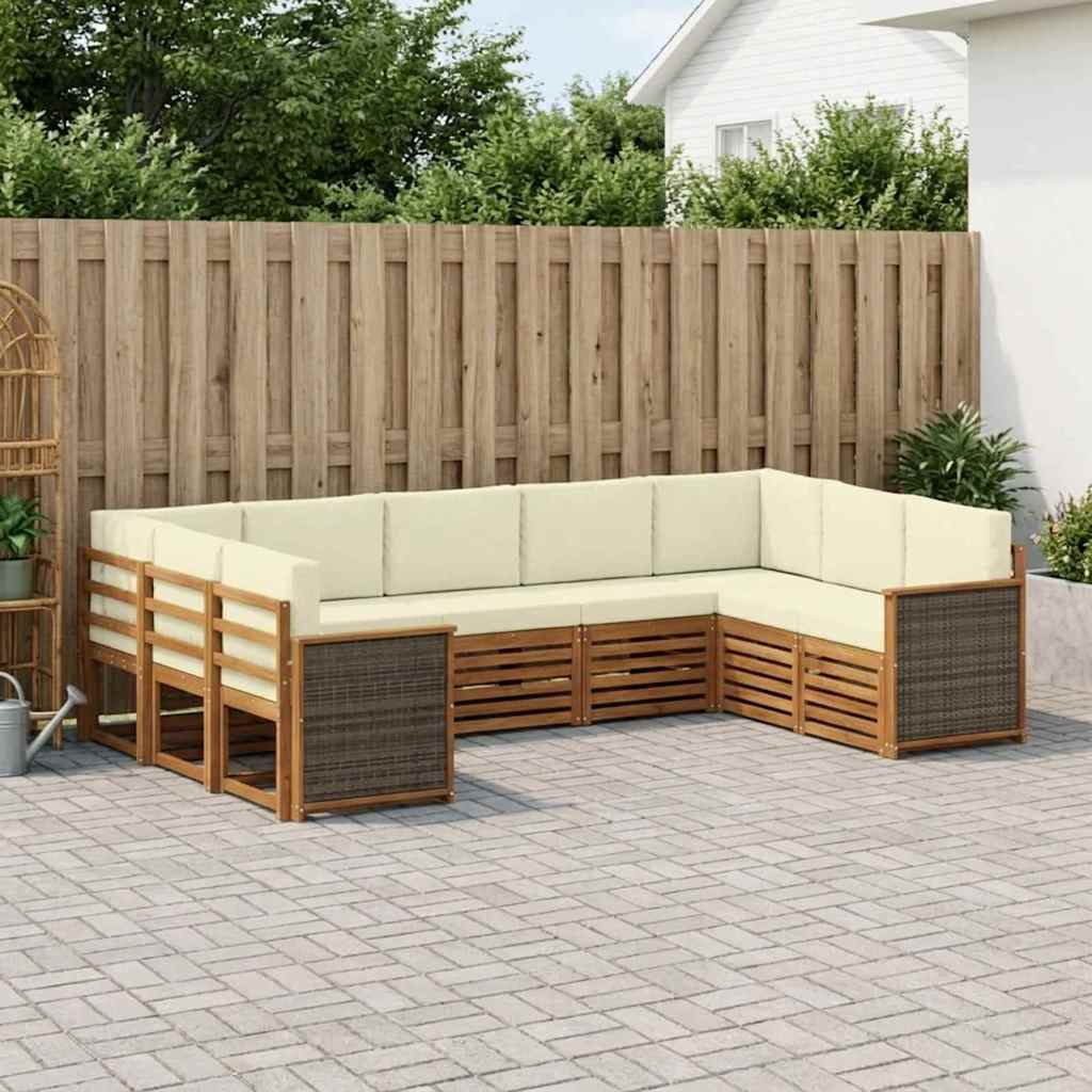 Ensemble de canapé d'angle avec coussin 7 pcs Naturel et Crème - XIOS