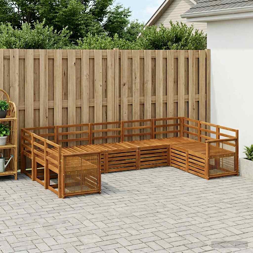 Ensemble de canapé d'angle 7 pcs Naturel Bois d'Acacia Massif - XIOS