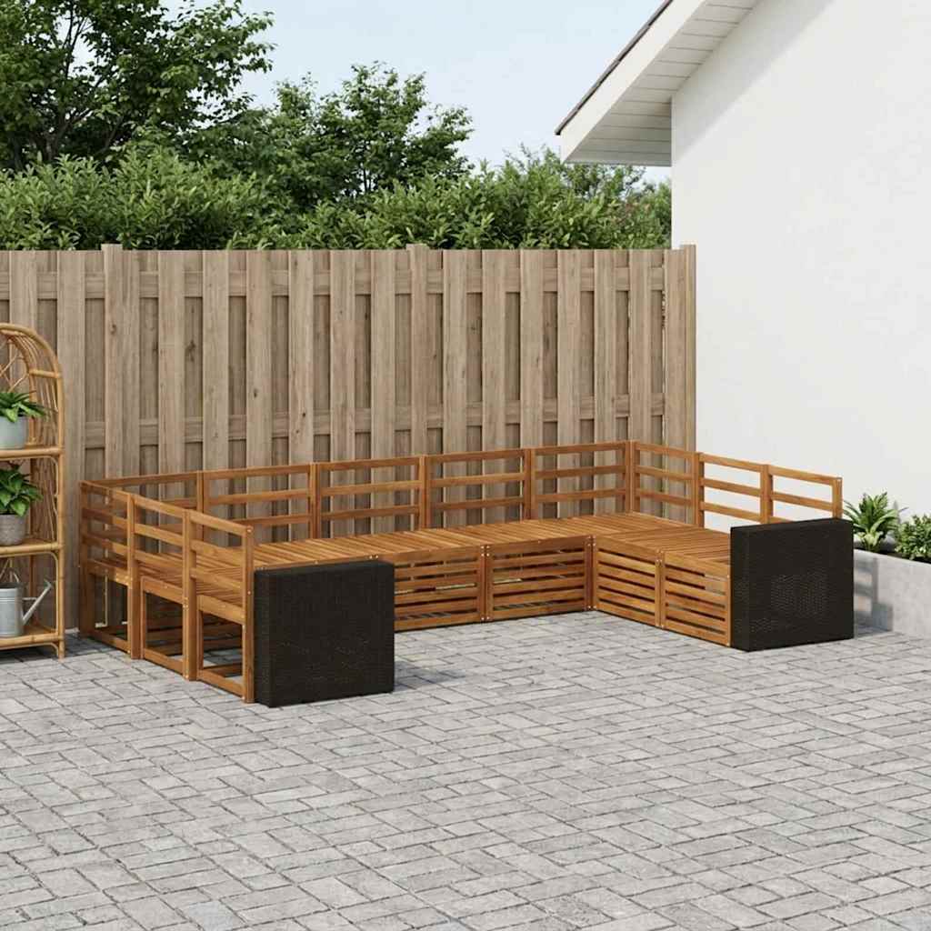 Ensemble de canapé d'angle 9 pcs Naturel Bois d'Acacia Massif - XIOS