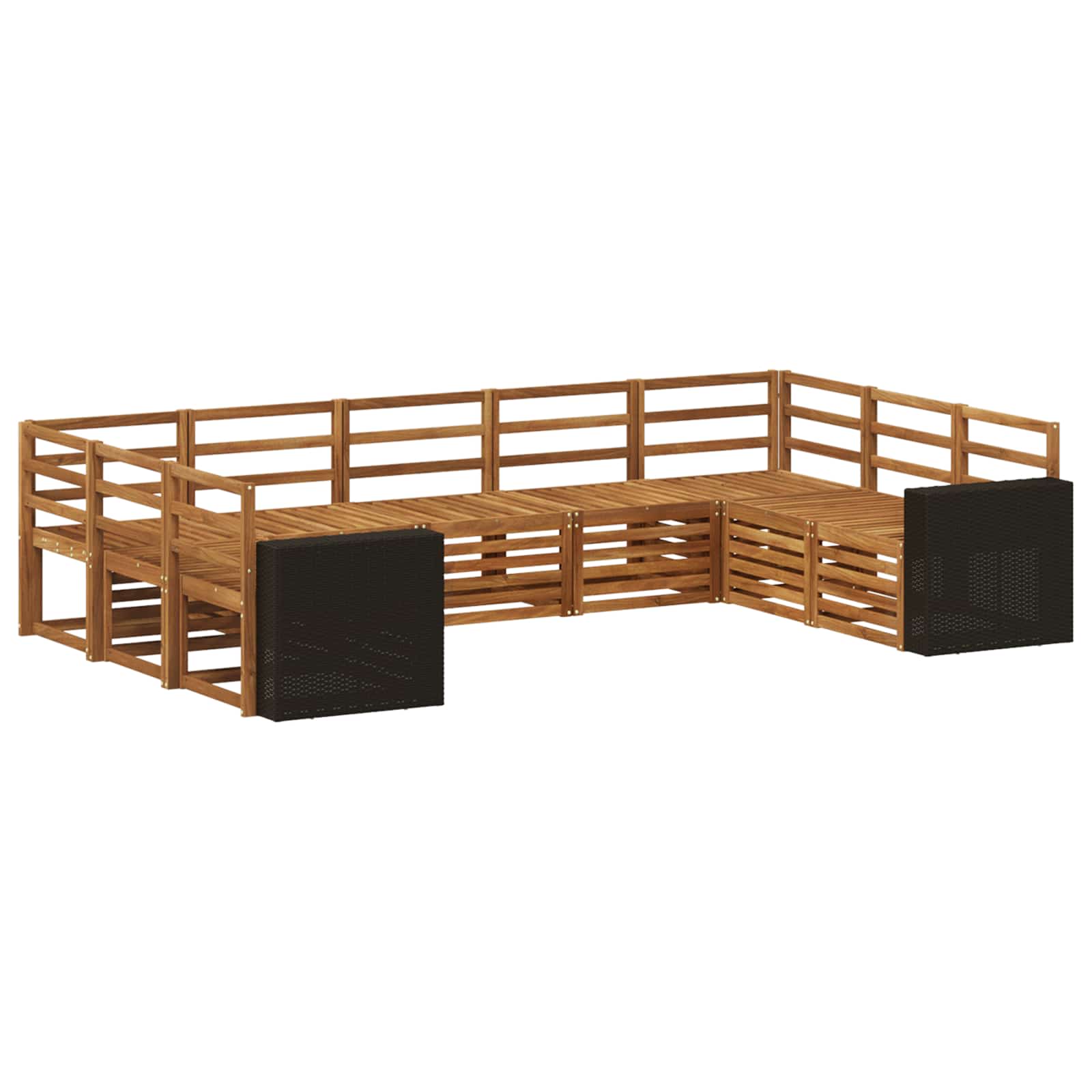 Ensemble de canapé d'angle 9 pcs Naturel Bois d'Acacia Massif - XIOS