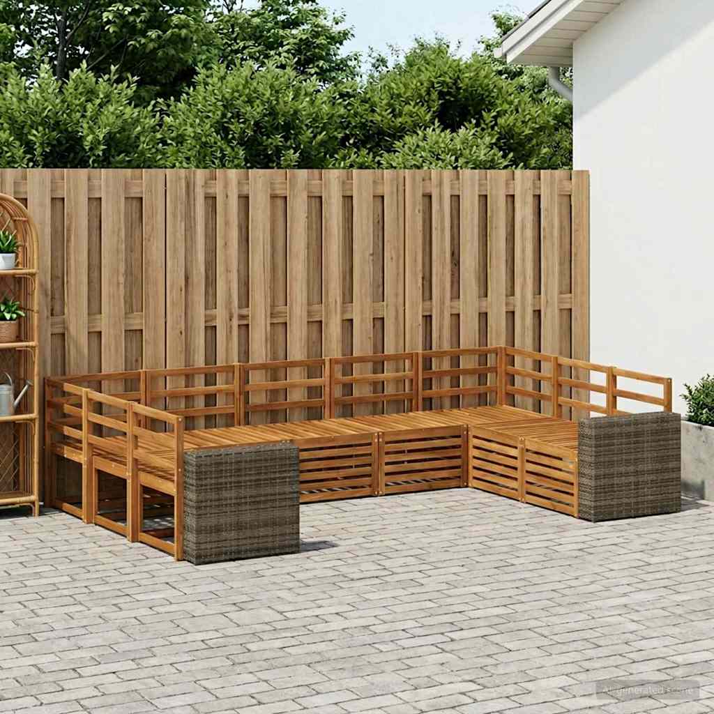 Ensemble de canapé d'angle 9 pcs Naturel Bois d'Acacia Massif - XIOS