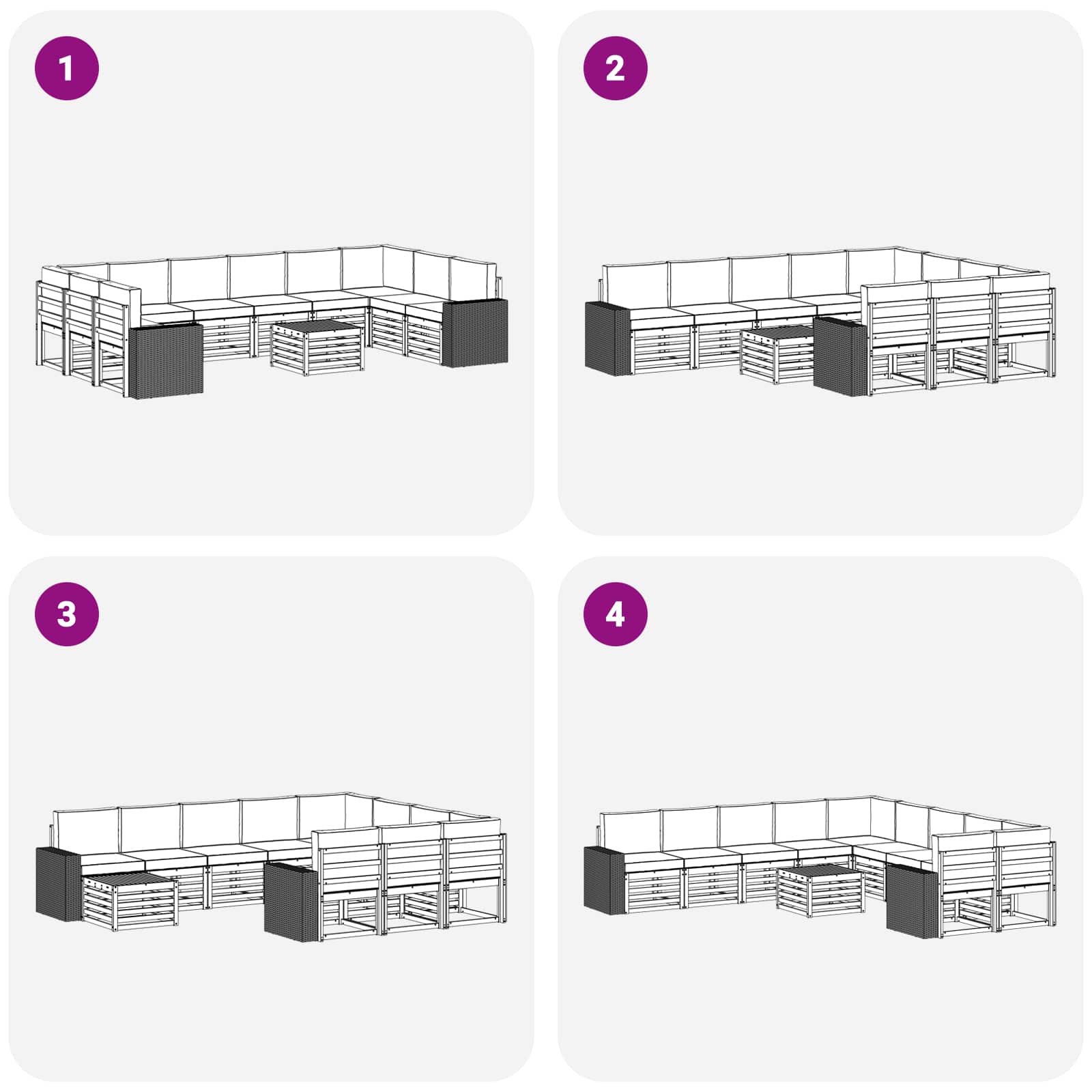 Ensemble de canapés d'extérieur 11 pcs Naturel et Anthracite - XIOS