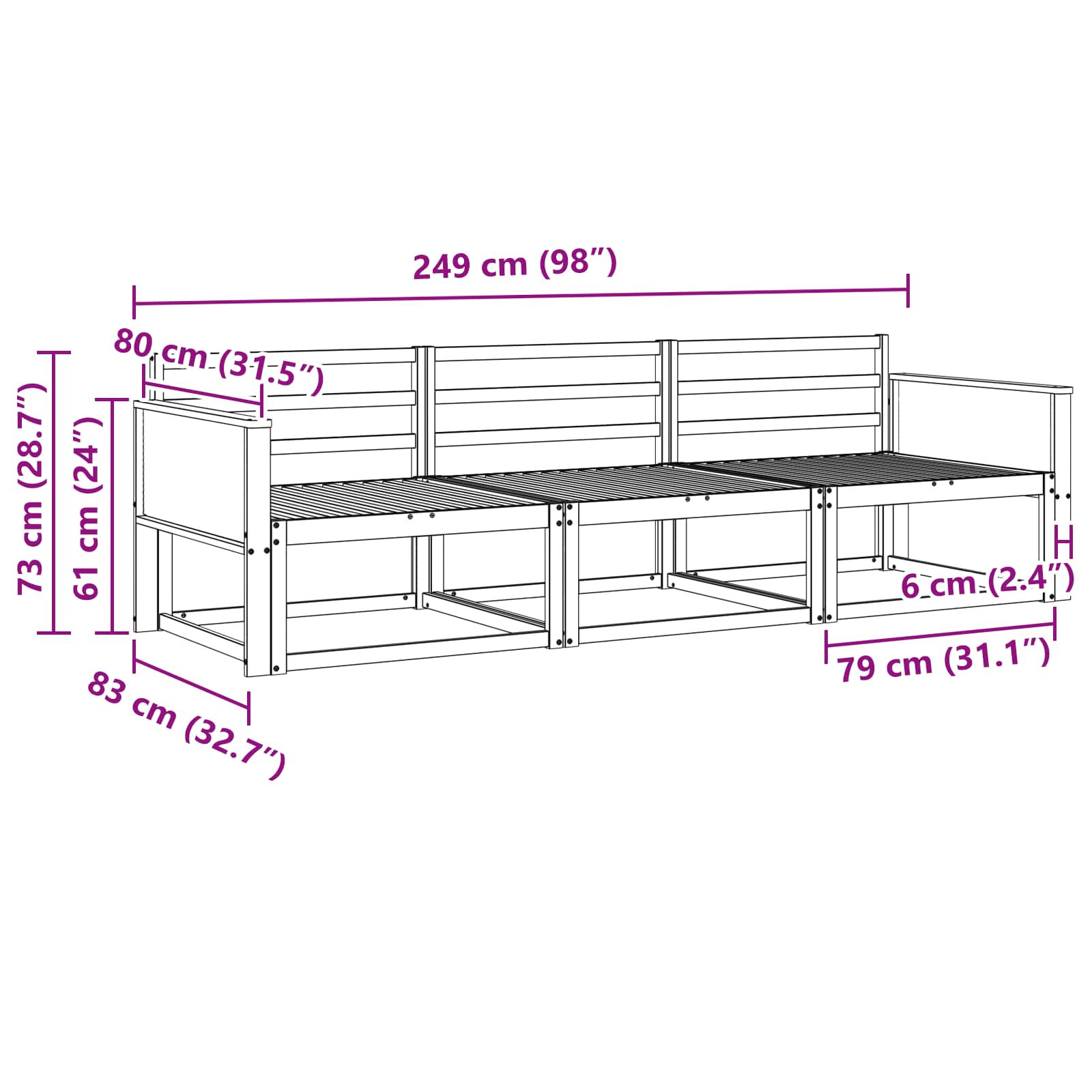 Ensemble de canapés d'extérieur 3 pcs Naturel - XIOS