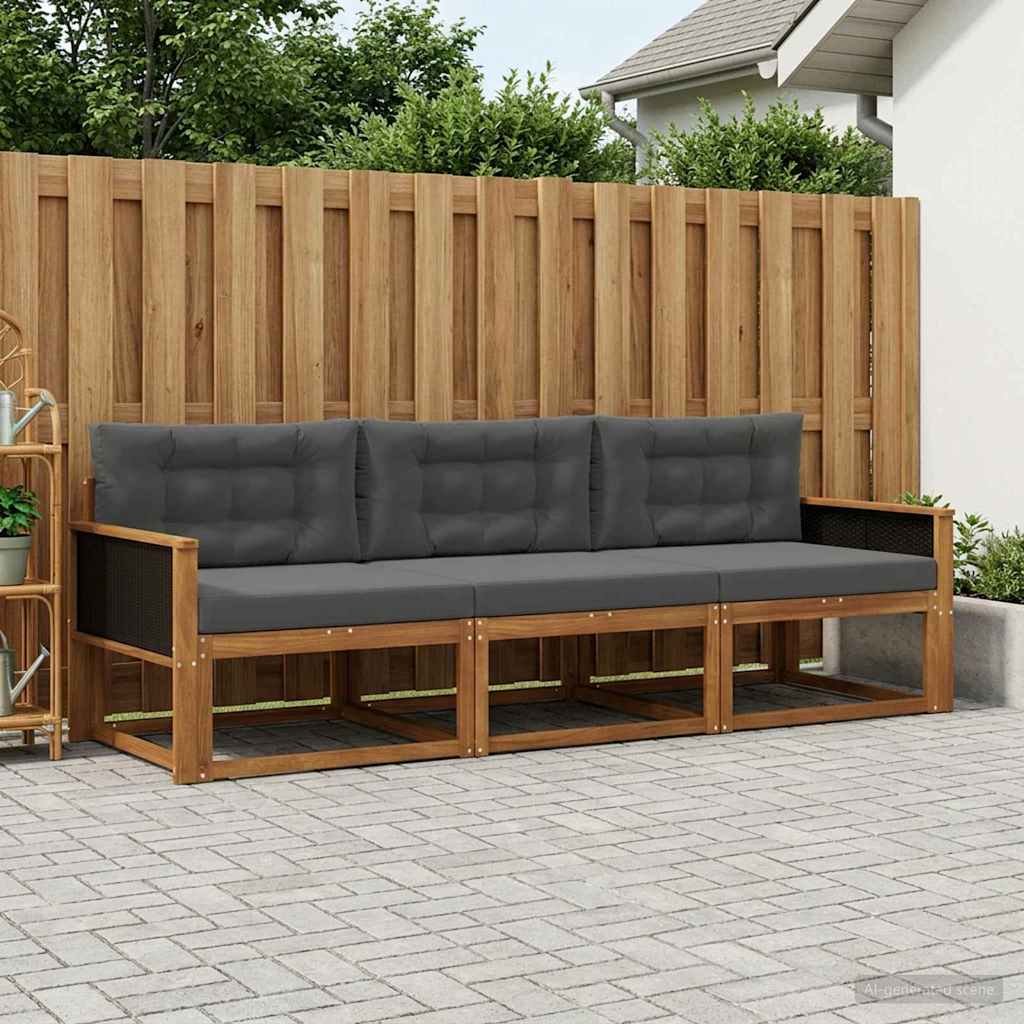 Ensemble de canapés d'extérieur 3 pcs Naturel et Anthracite - XIOS