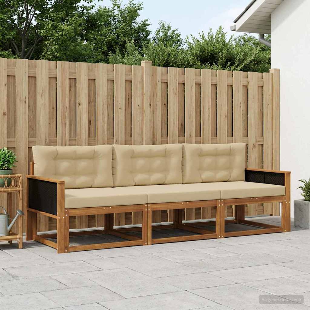 Ensemble de canapés d'extérieur 3 pcs Naturel et Beige - XIOS