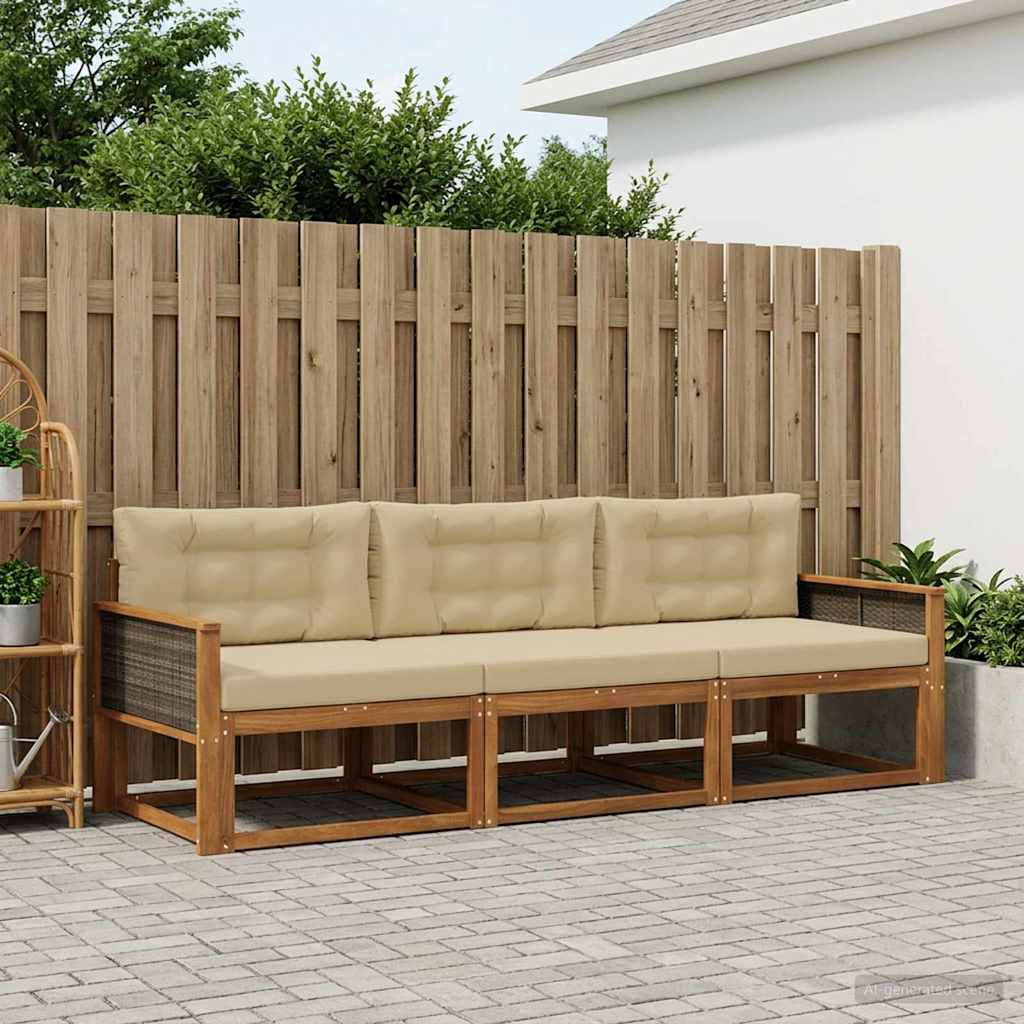 Ensemble de canapés d'extérieur 3 pcs Naturel et Beige - XIOS