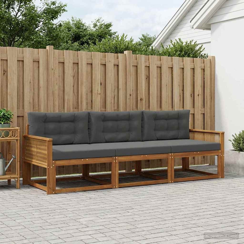 Ensemble de canapés d'extérieur 3 pcs Naturel et Anthracite - XIOS