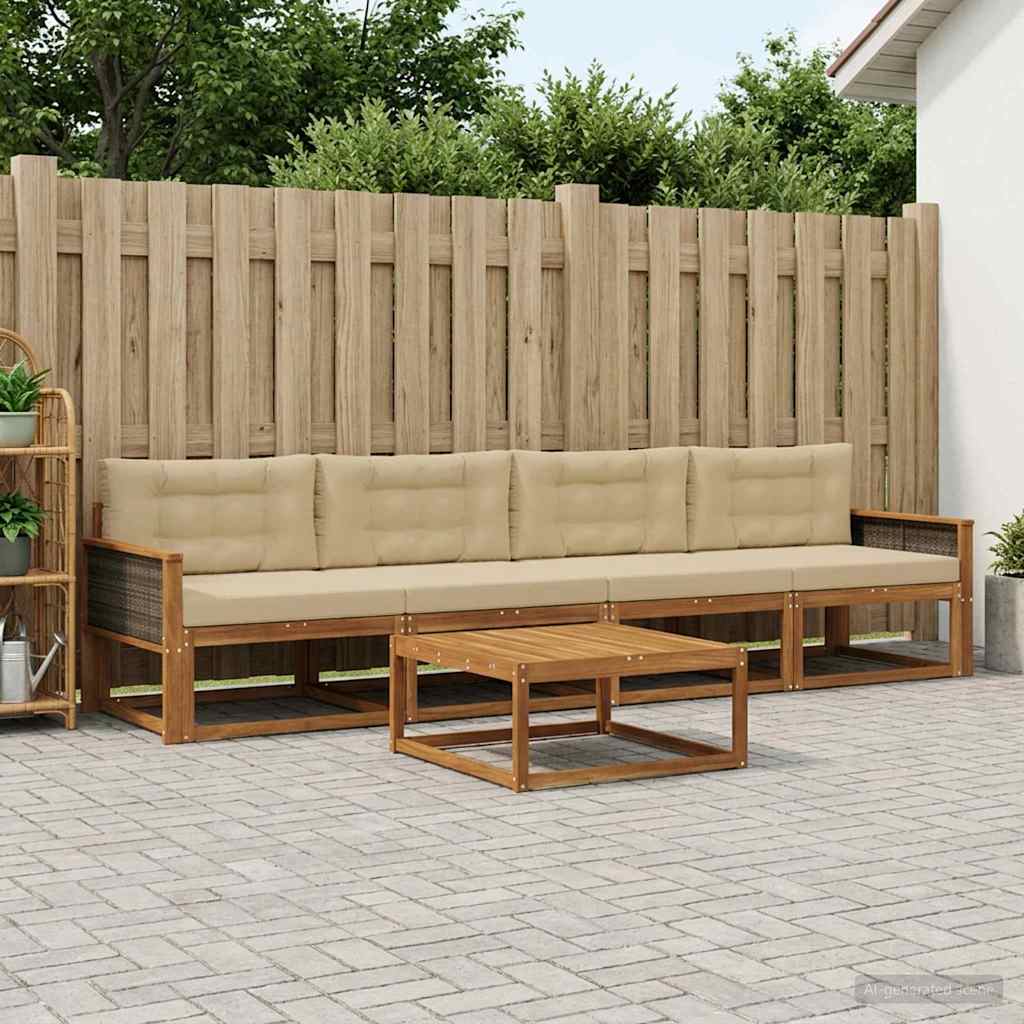 Ensemble de canapés d'extérieur 5 pcs Naturel et Beige - XIOS