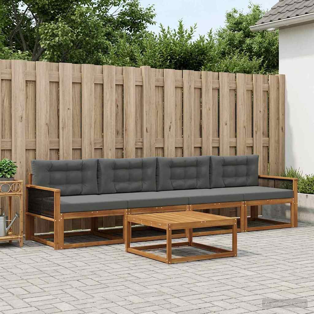 Ensemble de canapés d'extérieur 5 pcs Naturel et Anthracite - XIOS