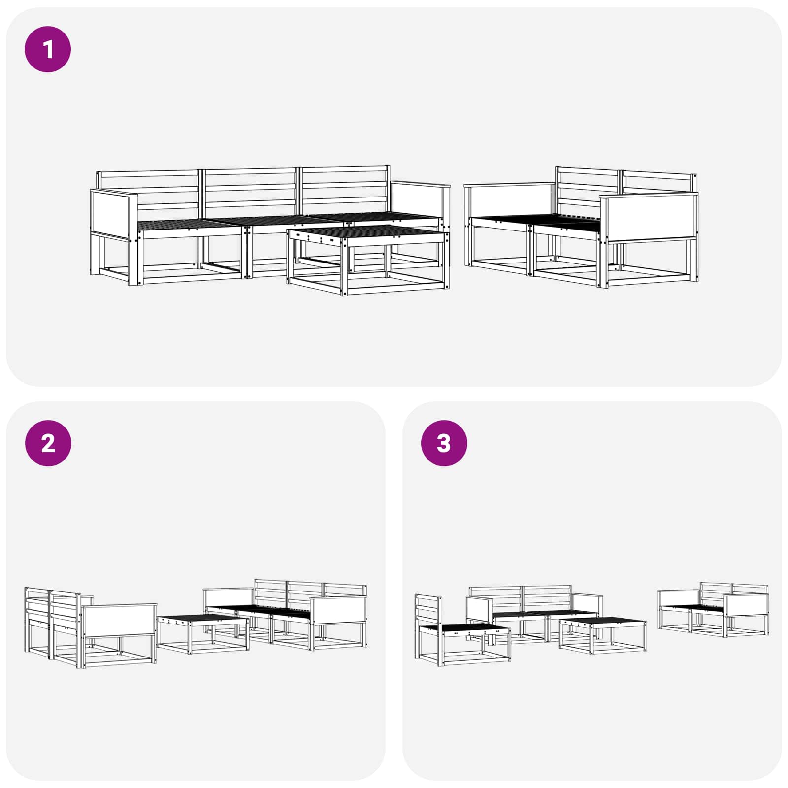 Ensemble de canapés d'extérieur 6 pcs Naturel - XIOS