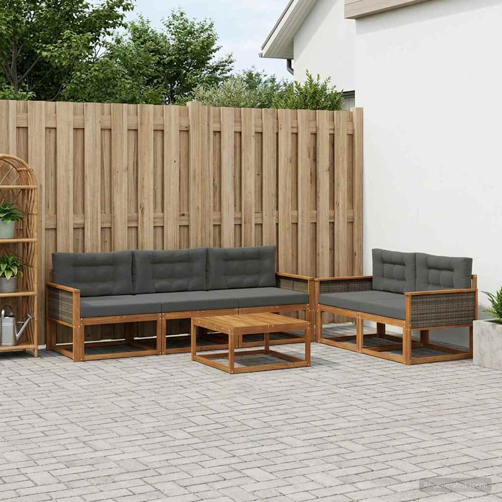Ensemble de canapés d'extérieur 6 pcs Naturel et Anthracite - XIOS