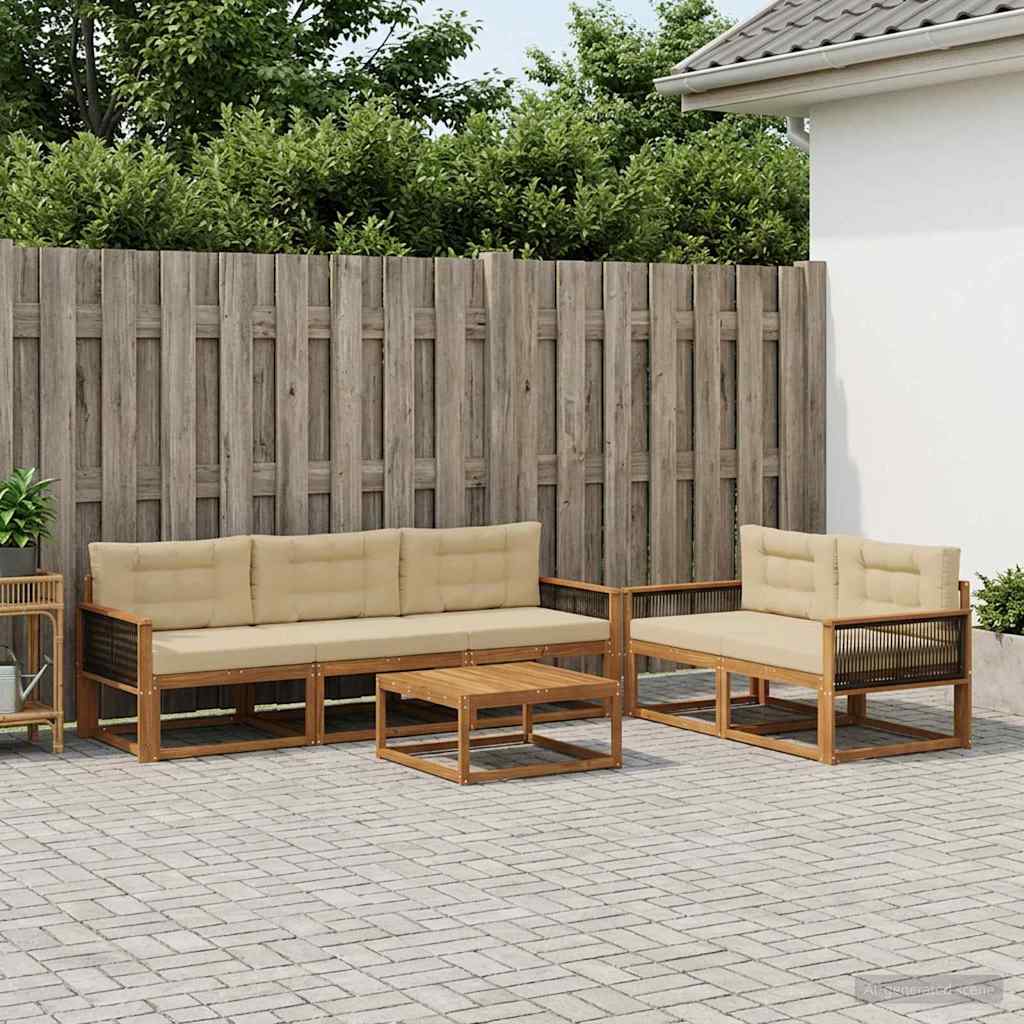 Ensemble de canapés d'extérieur 6 pcs Naturel et Beige - XIOS