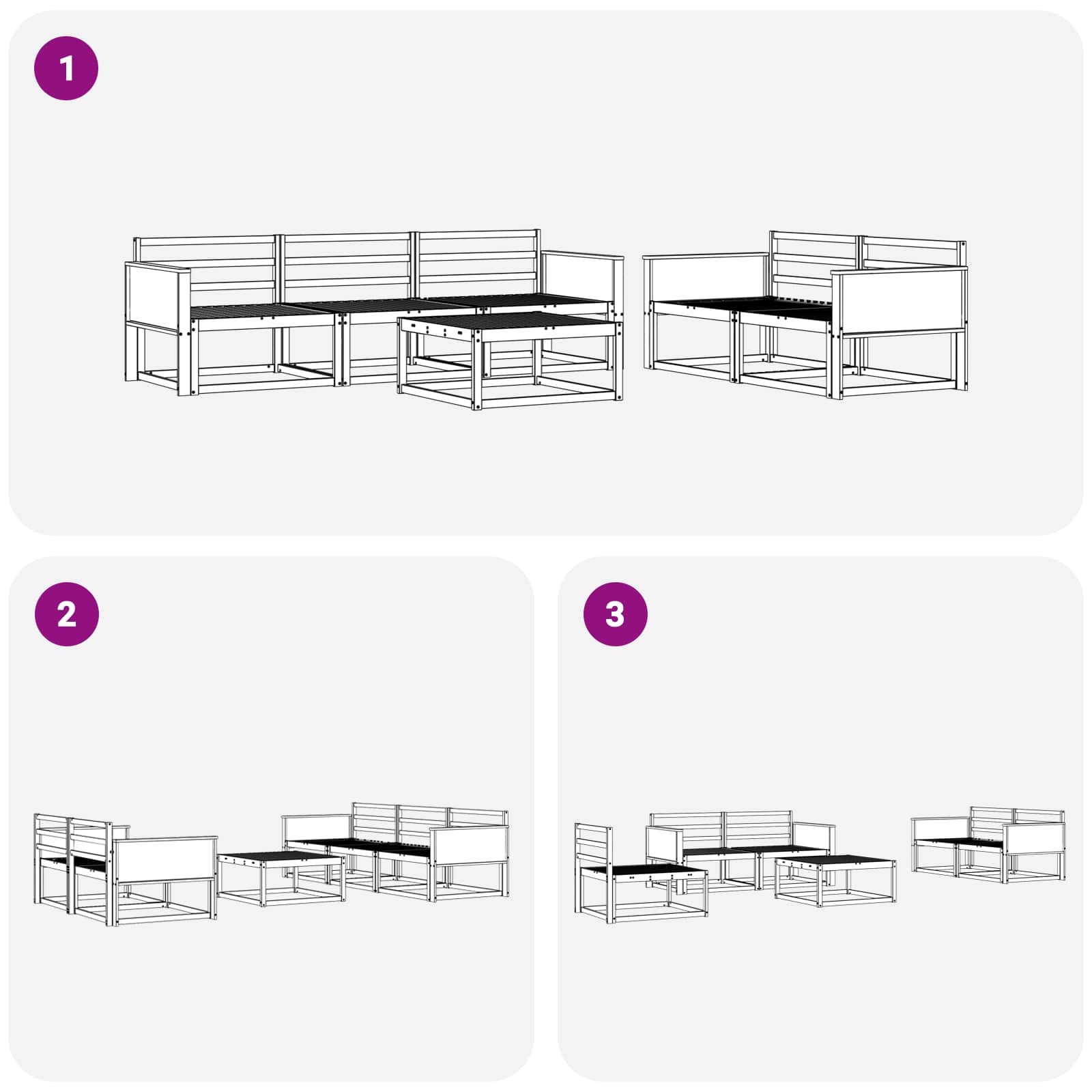 Ensemble de canapés d'extérieur 6 pcs Naturel - XIOS