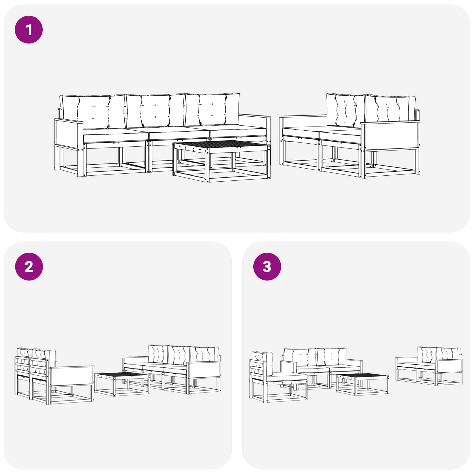 Ensemble de canapés d'extérieur 6 pcs Naturel et Gris clair - XIOS