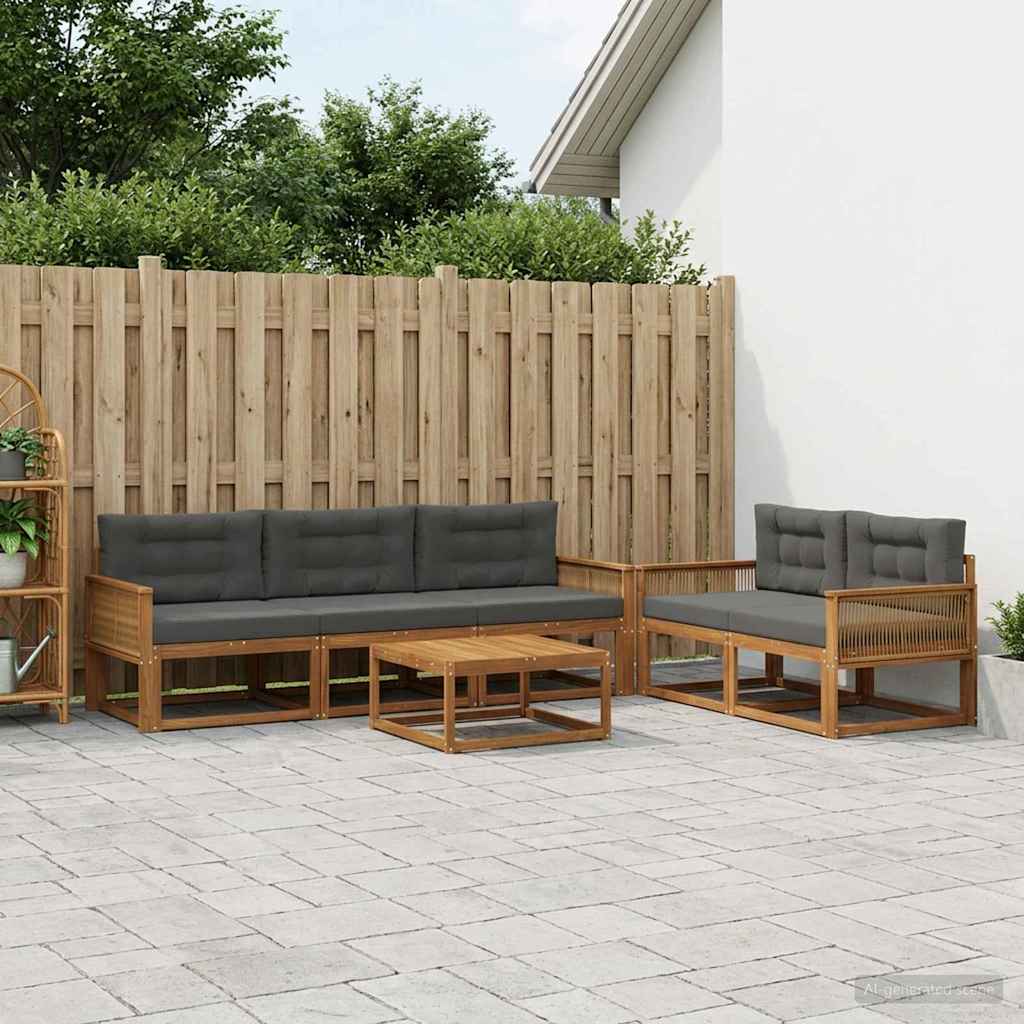 Ensemble de canapés d'extérieur 6 pcs Naturel et Anthracite - XIOS