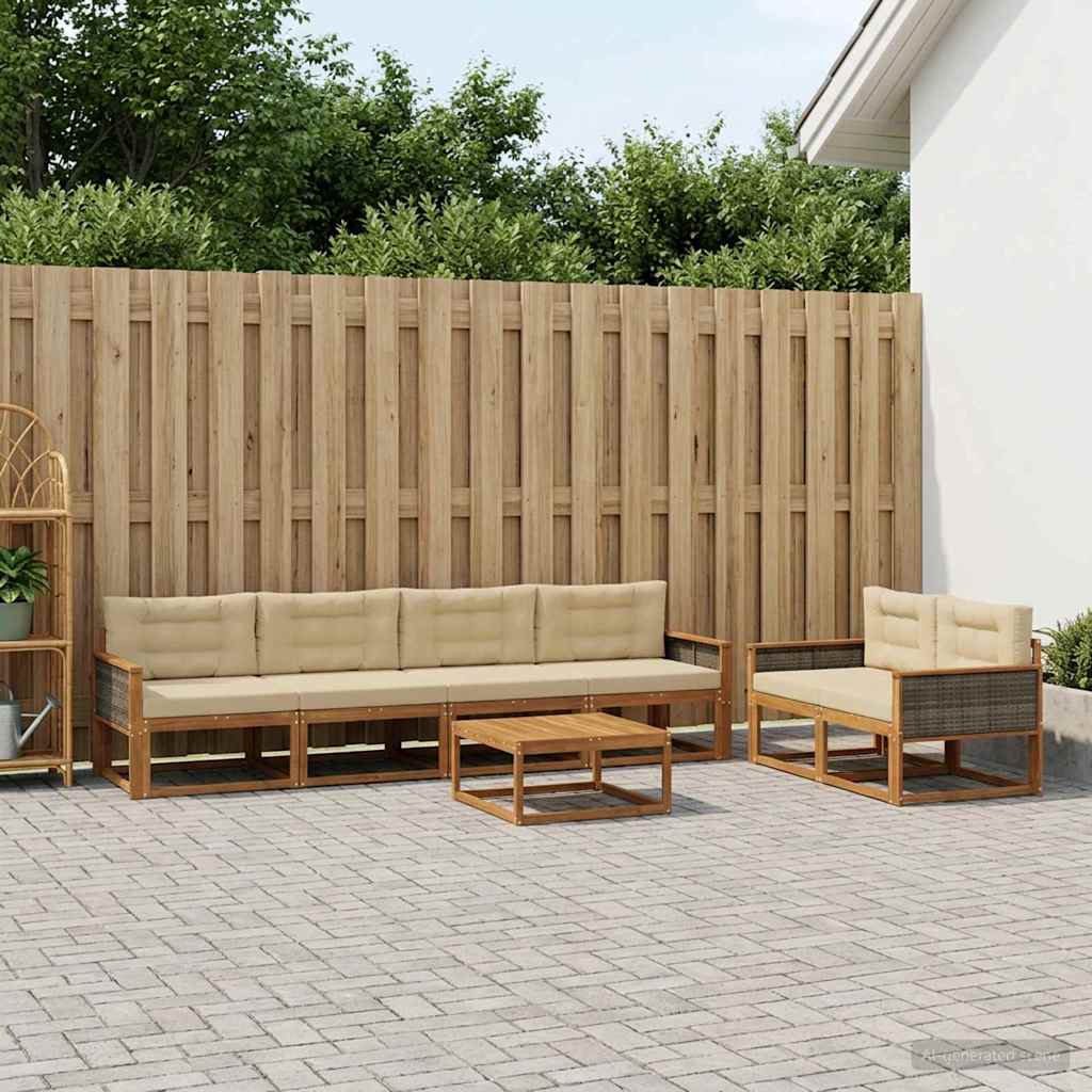 Ensemble de canapés d'extérieur 7 pcs Naturel et Beige - XIOS