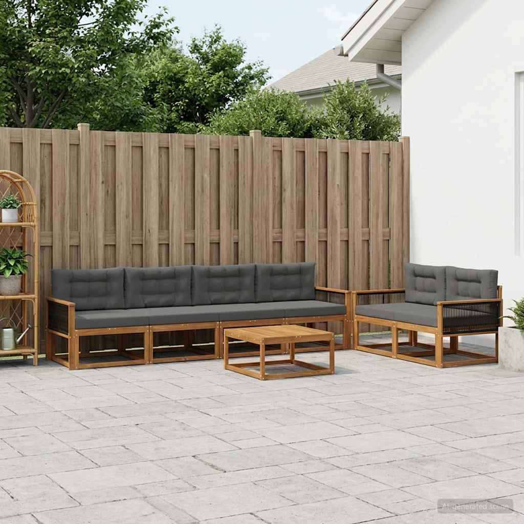 Ensemble de canapés d'extérieur 7 pcs Naturel et Anthracite - XIOS