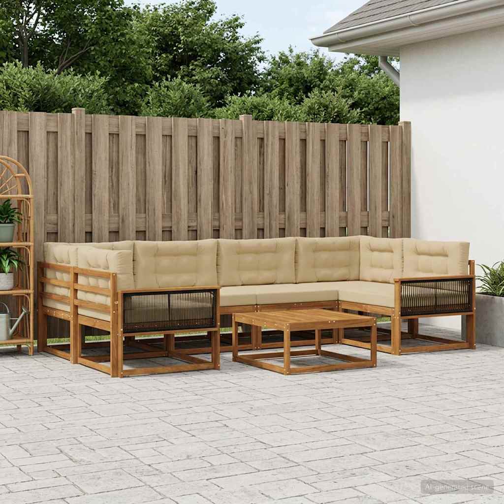 Ensemble de canapés d'extérieur 7 pcs Naturel et Beige - XIOS