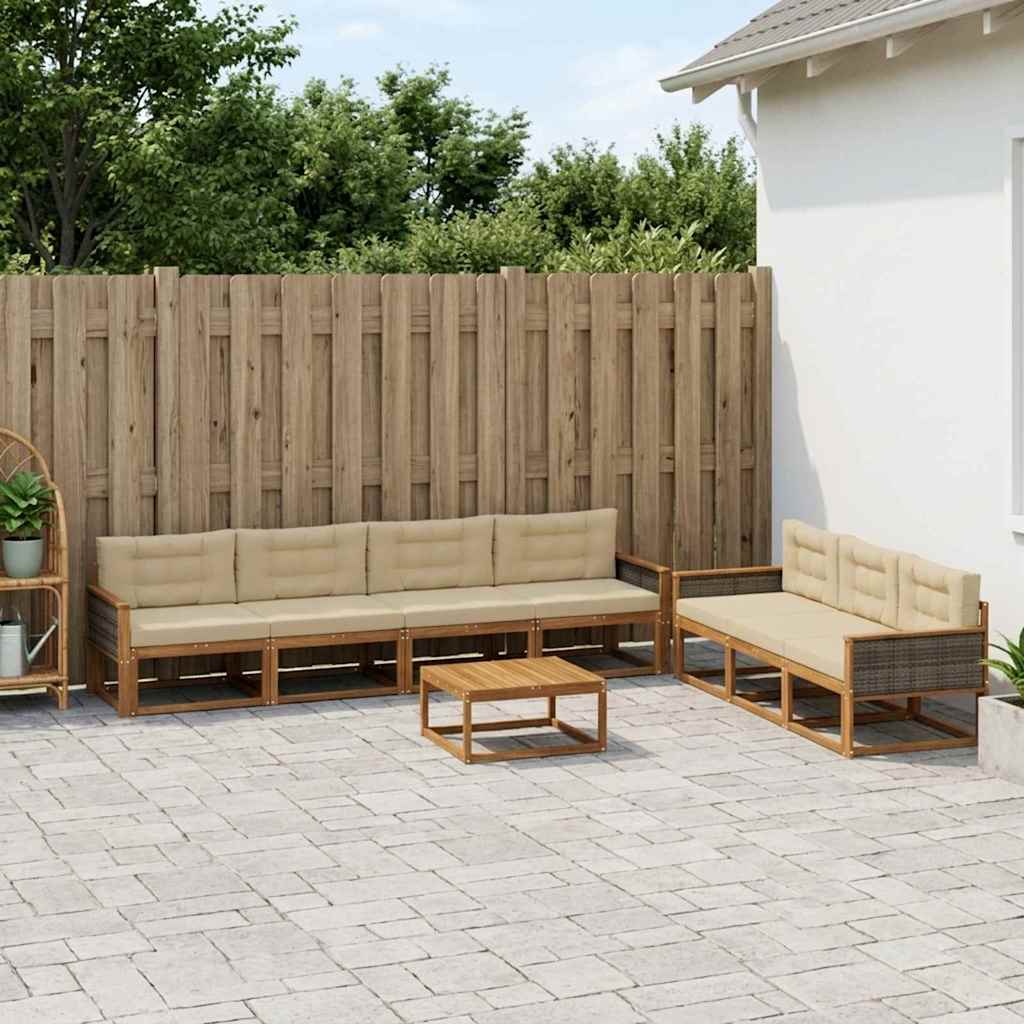 Ensemble de canapés d'extérieur 8 pcs Naturel et Beige - XIOS