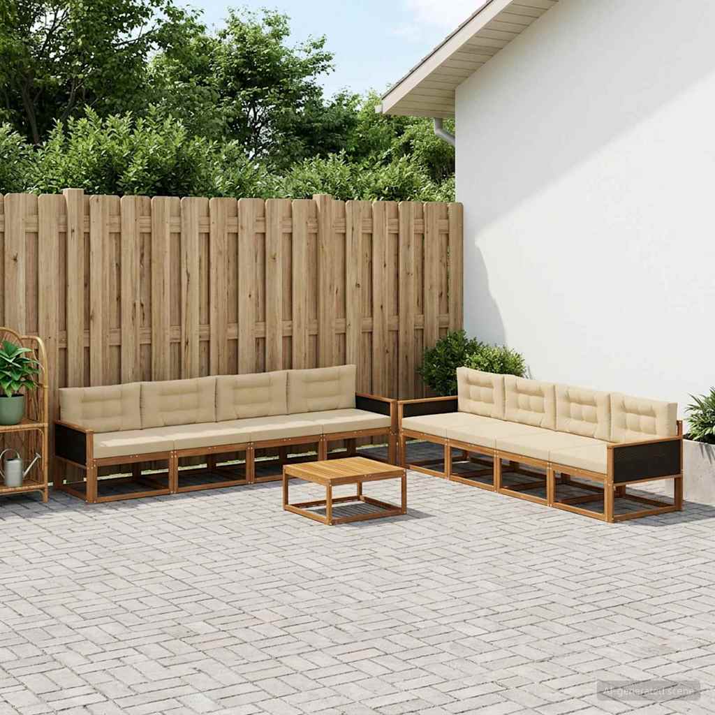 Ensemble de canapés d'extérieur 9 pcs Naturel et Beige - XIOS