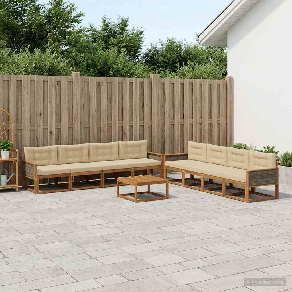 Ensemble de canapés d'extérieur 9 pcs Naturel et Beige - XIOS