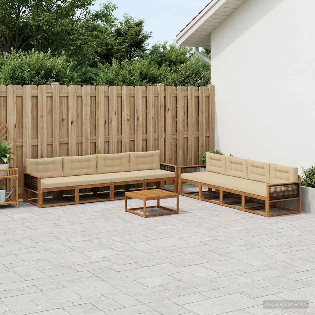 Ensemble de canapés d'extérieur 9 pcs Naturel et Beige - XIOS