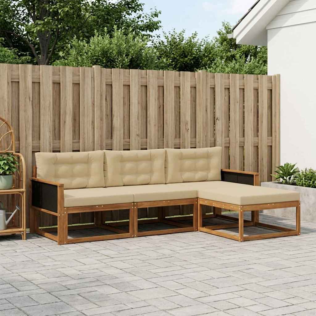 Ensemble de canapés d'extérieur 4 pcs Naturel et Beige - XIOS