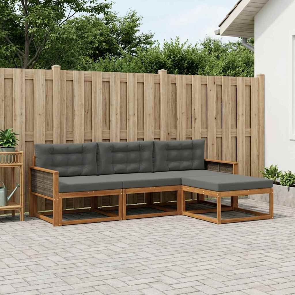 Ensemble de canapés d'extérieur 4 pcs Naturel et Anthracite - XIOS