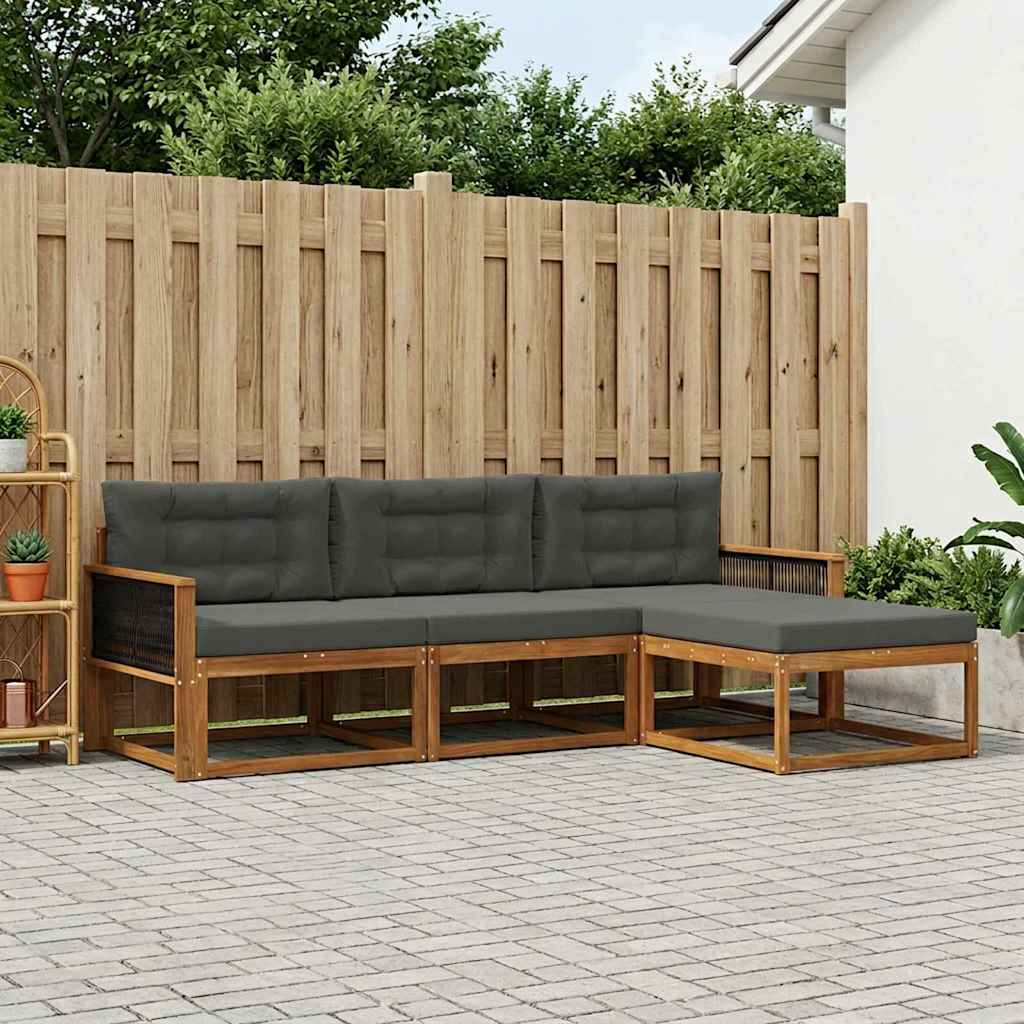 Ensemble de canapés d'extérieur 4 pc Naturel et Anthracite