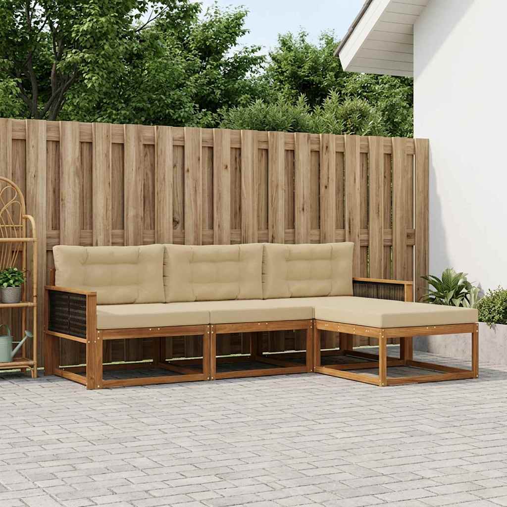 Ensemble de canapés d'extérieur 4 pcs Naturel et Beige - XIOS