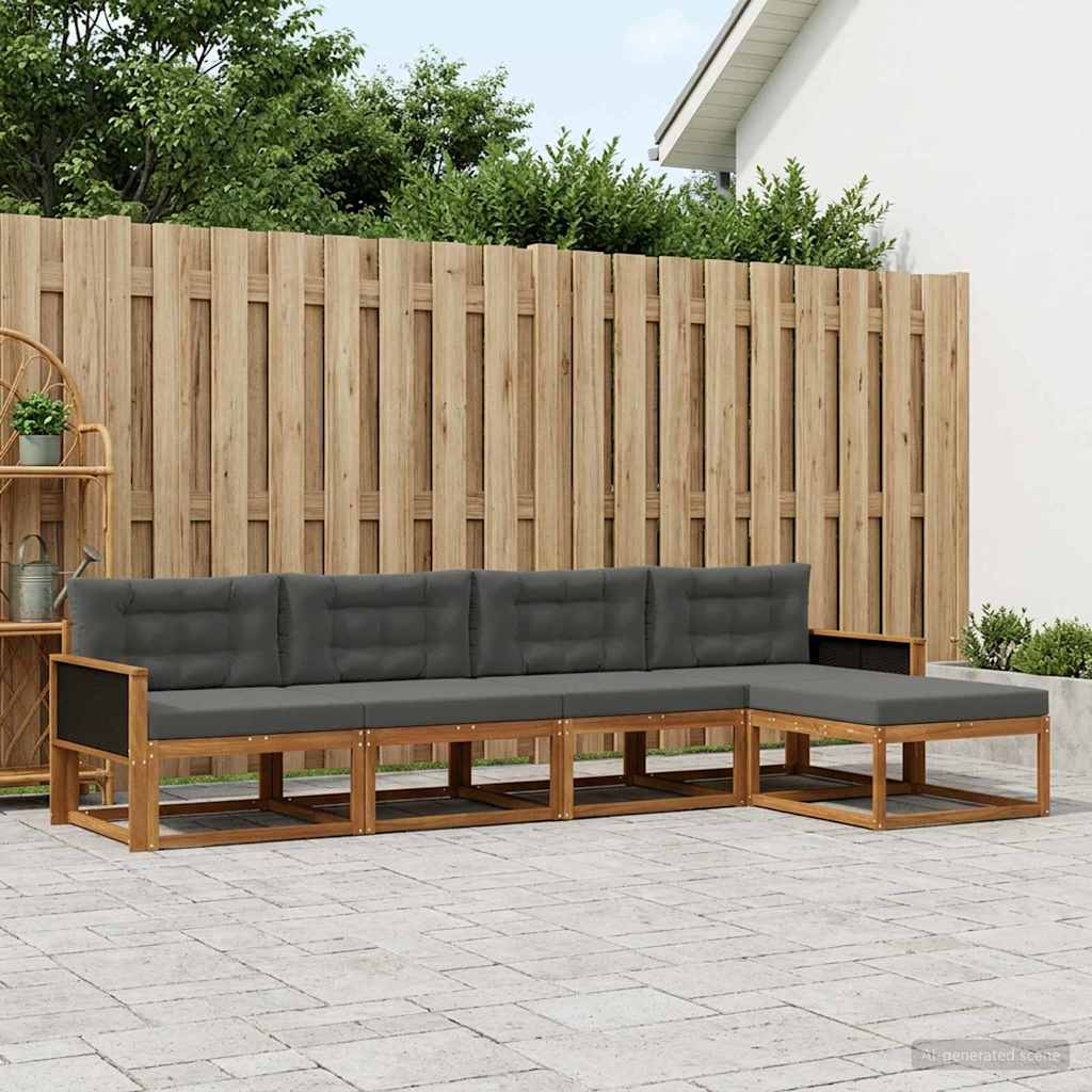 Ensemble de canapés d'extérieur 5 pcs Naturel et Anthracite - XIOS