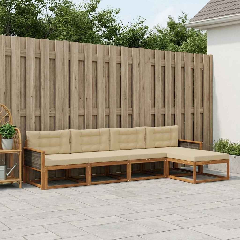 Ensemble de canapés d'extérieur 5 pcs Naturel et Beige - XIOS