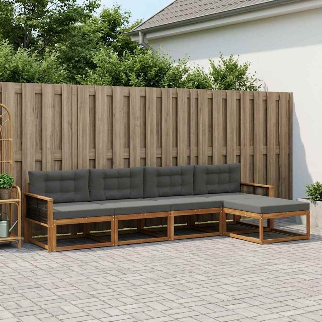 Ensemble de canapés d'extérieur 5 pcs Naturel et Anthracite - XIOS