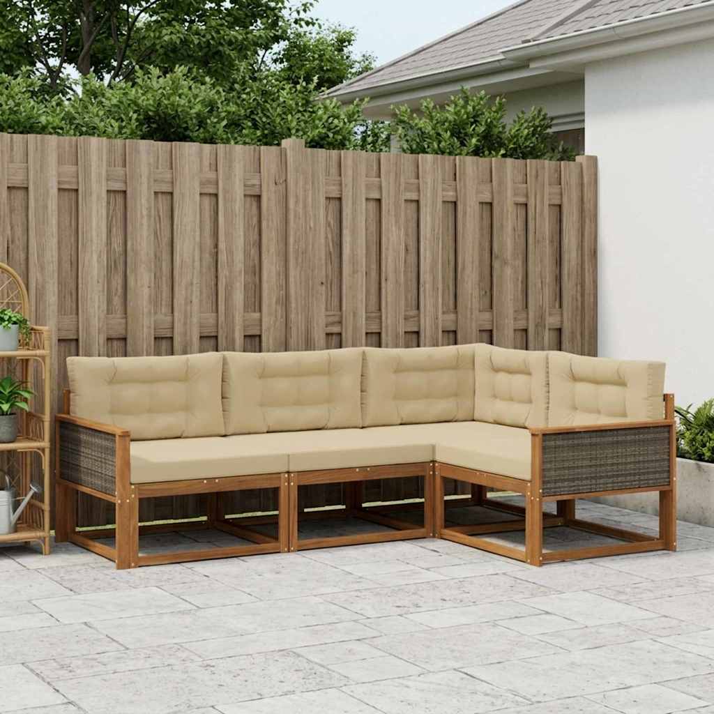Ensemble de canapés d'extérieur 4 pcs Naturel et Beige - XIOS