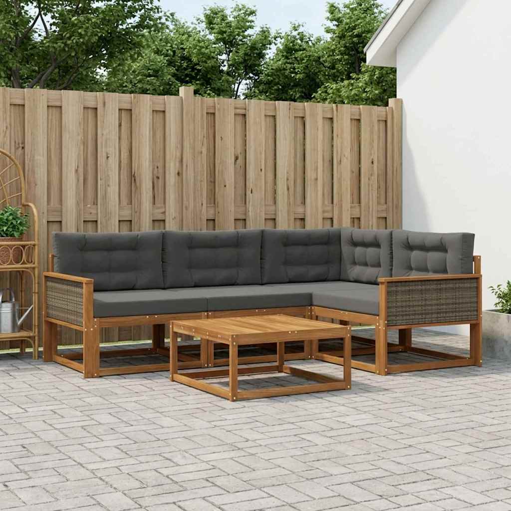 Ensemble de canapés d'extérieur 5 pcs Naturel et Anthracite - XIOS