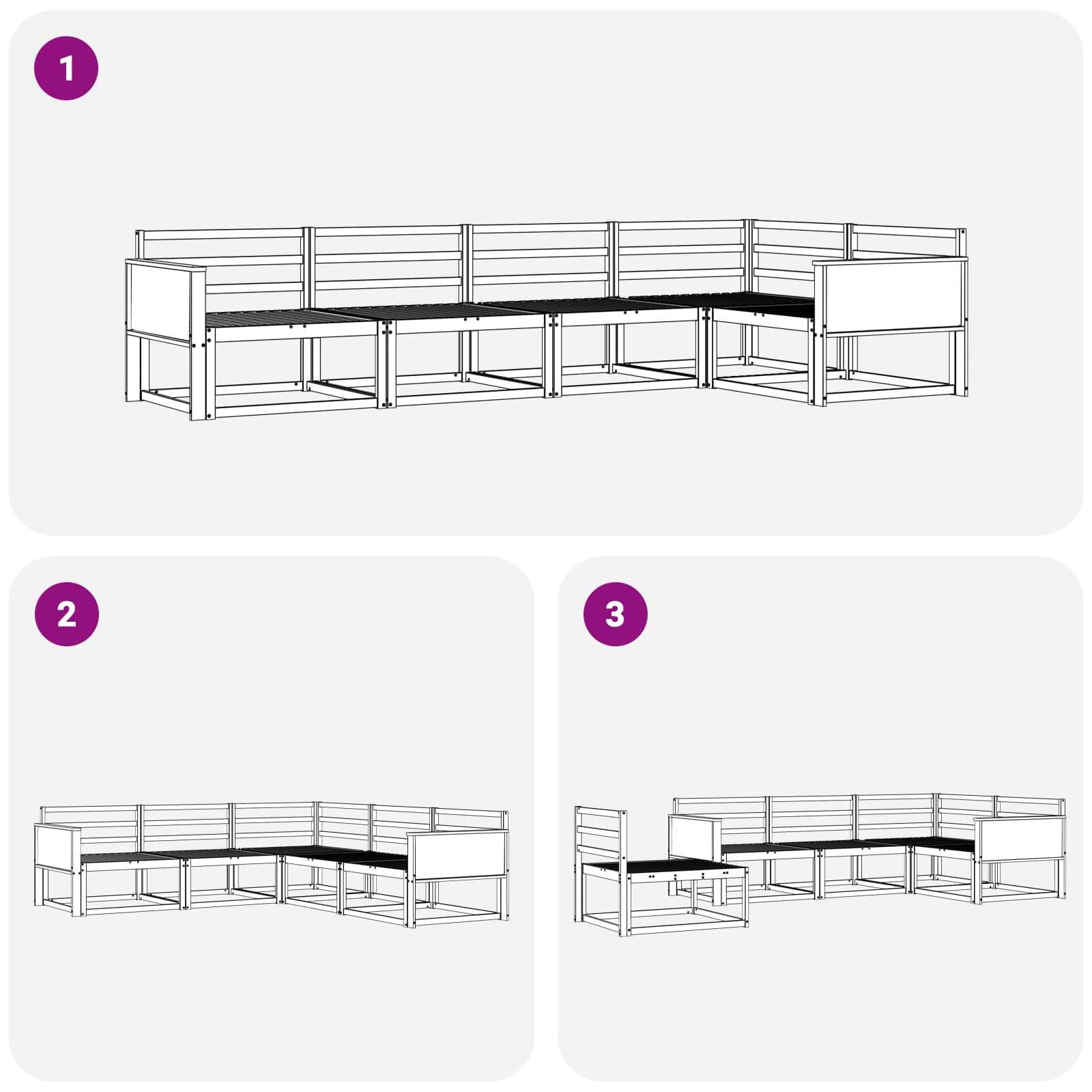 Ensemble de canapés d'extérieur 5 pcs Naturel - XIOS