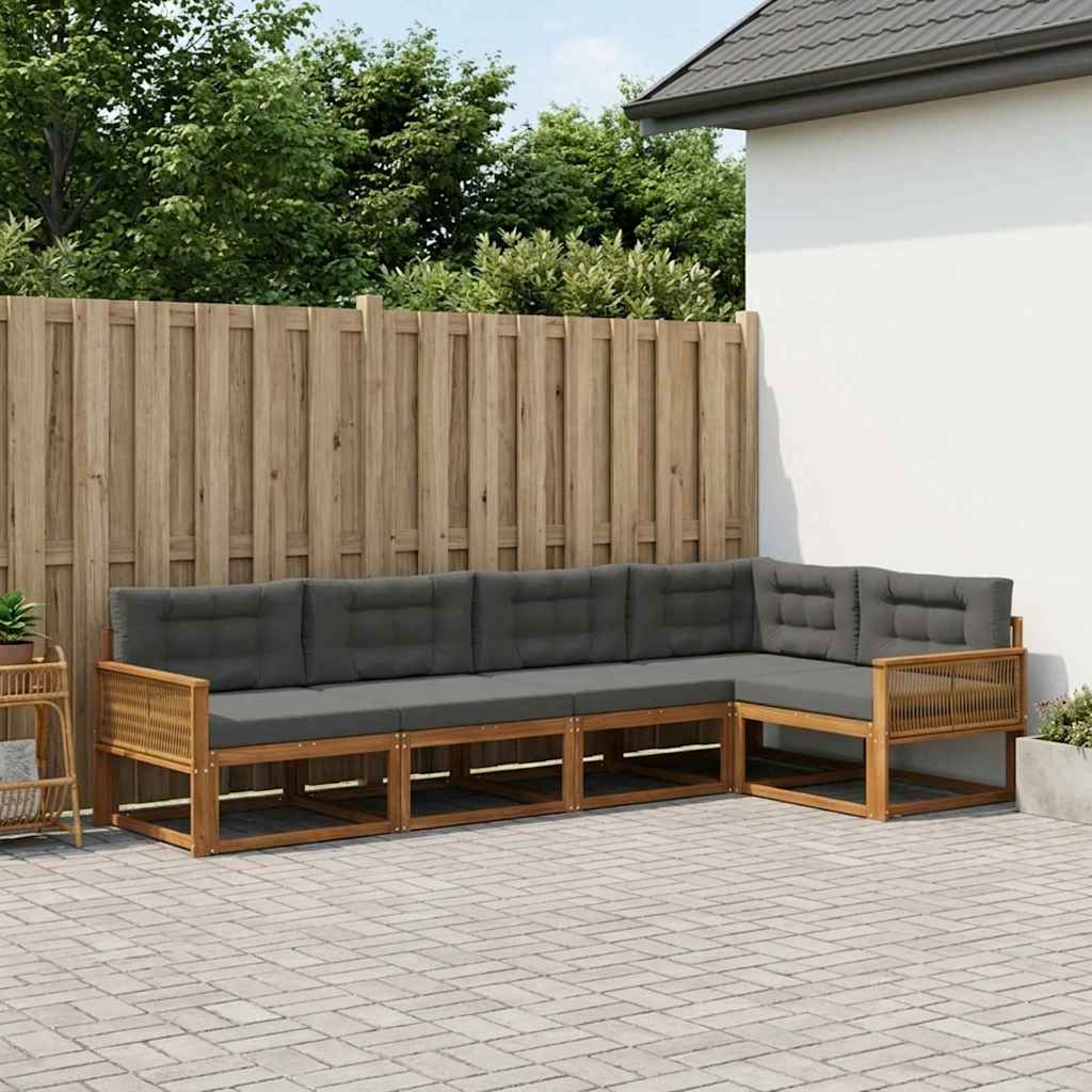 Ensemble de canapés d'extérieur 5 pcs Naturel et Anthracite - XIOS