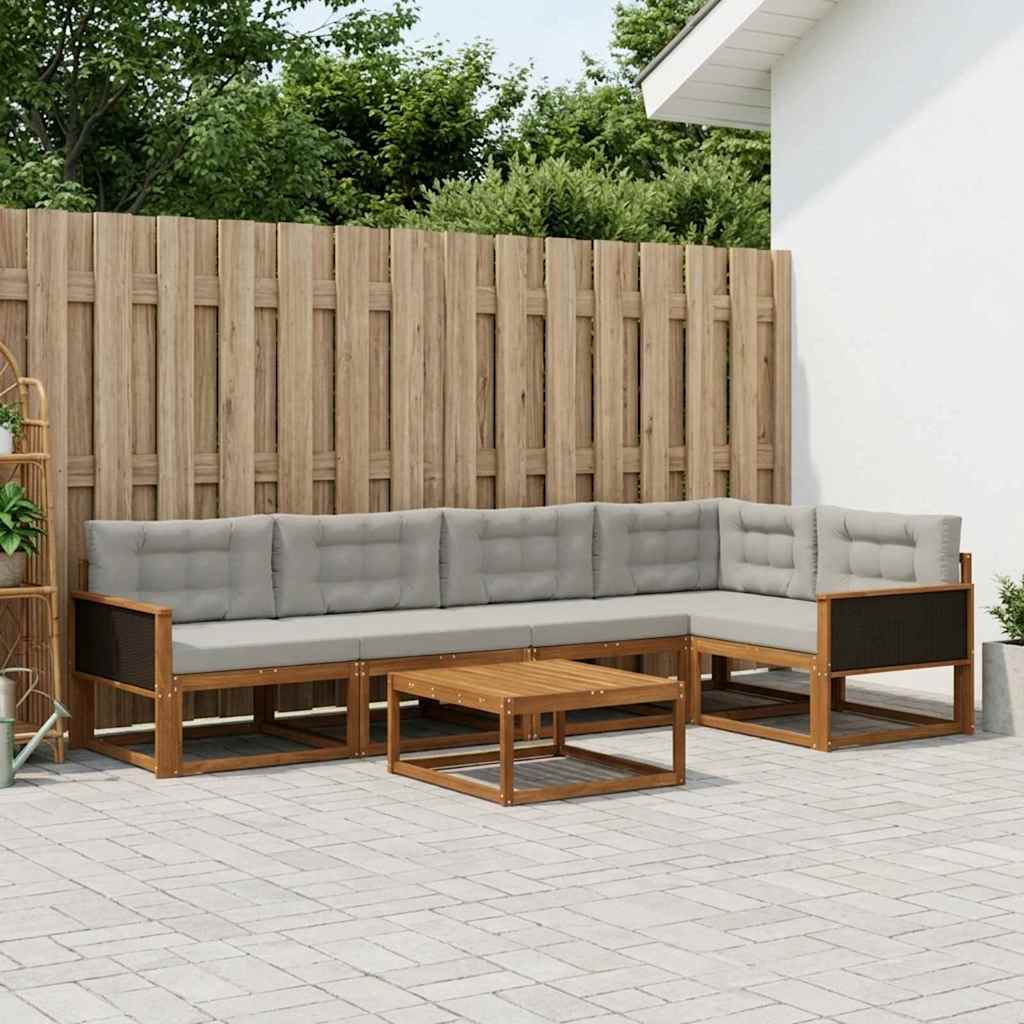 Ensemble de canapés d'extérieur 6 pcs Naturel et Gris clair - XIOS