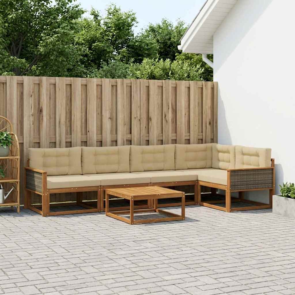 Ensemble de canapés d'extérieur 6 pcs Naturel et Beige - XIOS