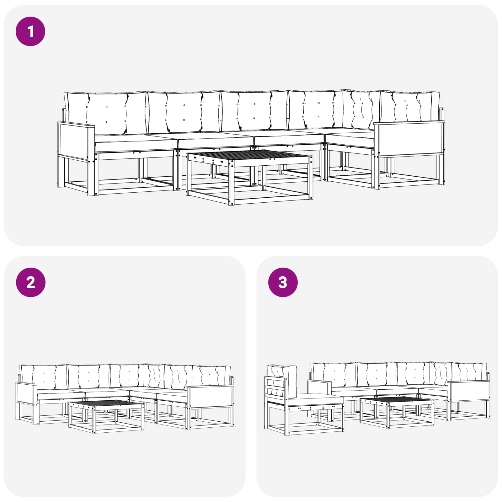 Ensemble de canapés d'extérieur 6 pcs Naturel et Anthracite - XIOS