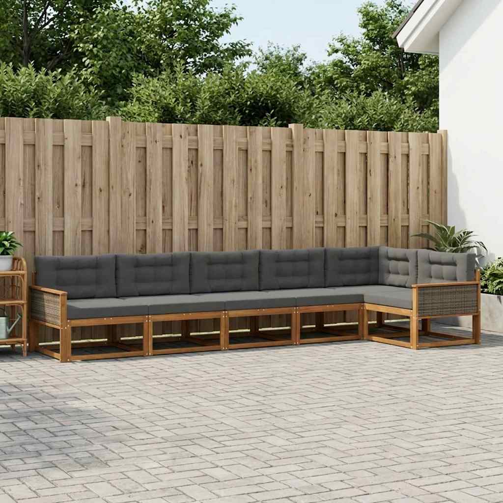 Ensemble de canapés d'extérieur 6 pcs Naturel et Anthracite - XIOS