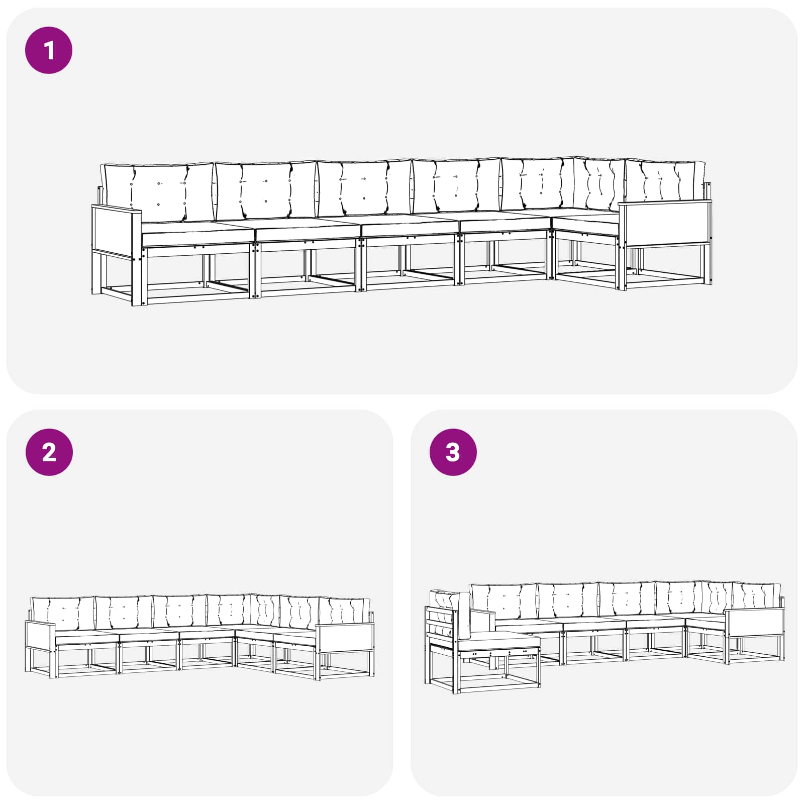 Ensemble de canapés d'extérieur 6 pcs Naturel et Anthracite - XIOS